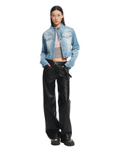 Twill Denim Cat-Whisker Stand-Collar Cropped Jacket - CHINASQUAD