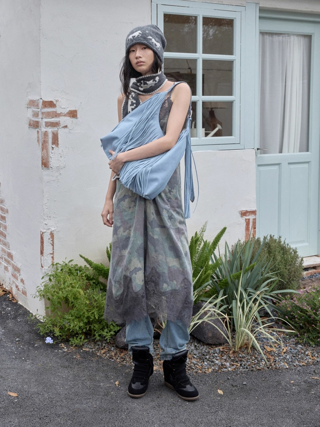 Fair Isle Pony Jacquard Knit Beanie