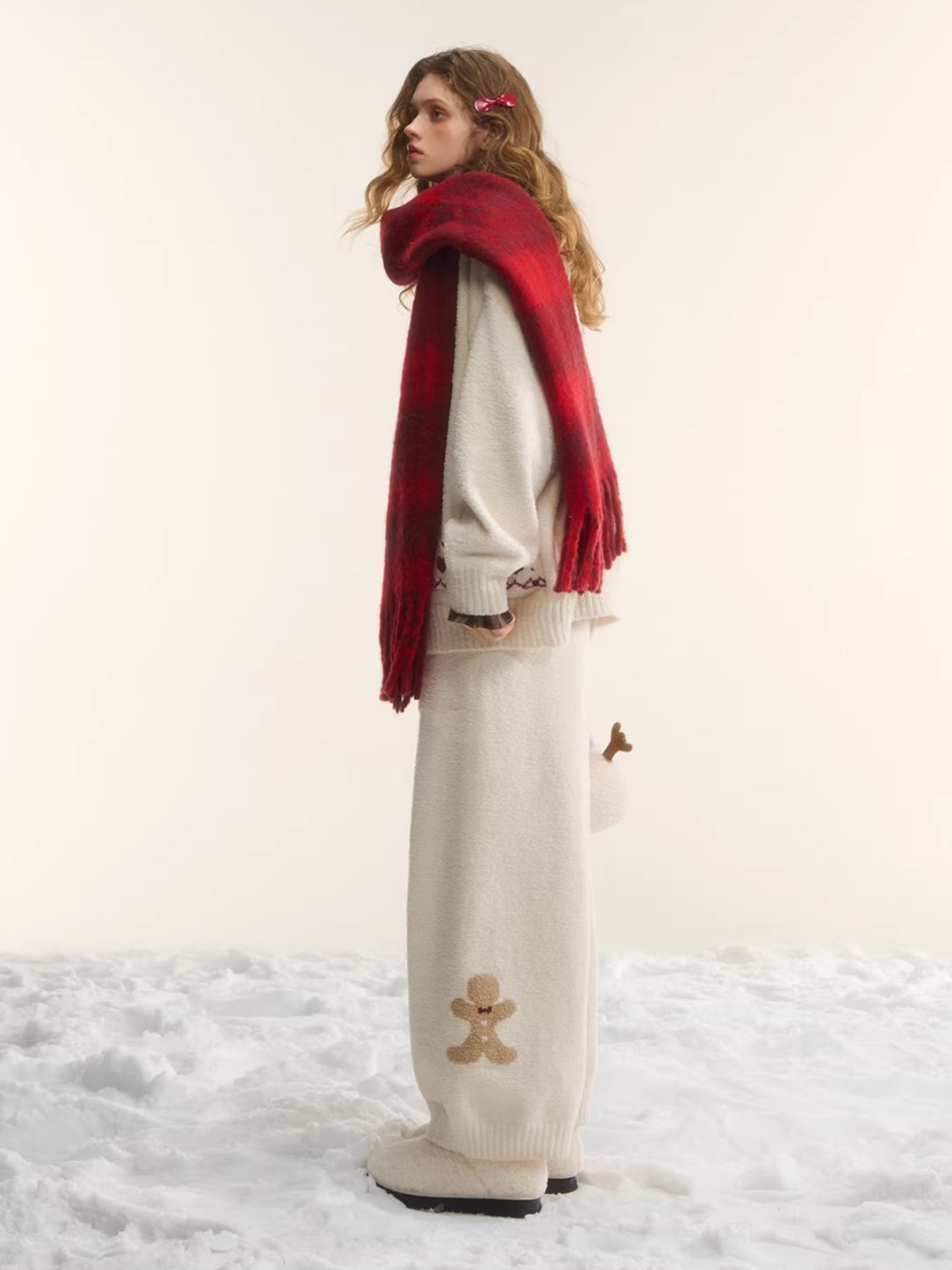 Vintage Wool-Blend Red Plaid Scarf