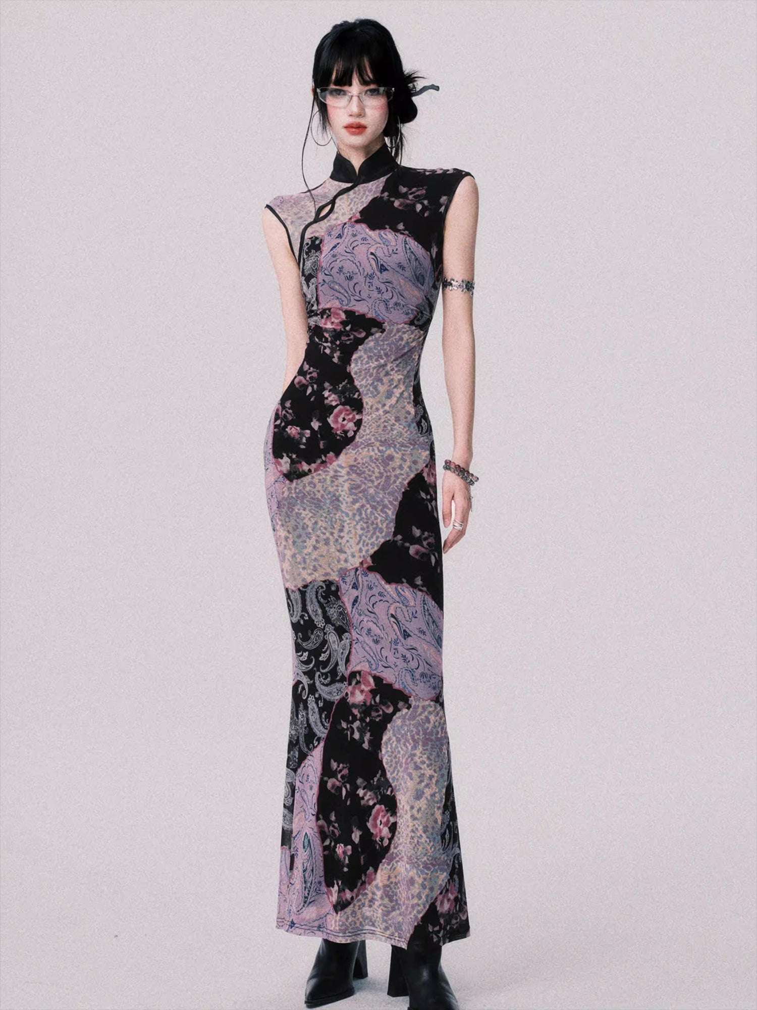 Mesh New Chinese-Style Cheongsam Dress