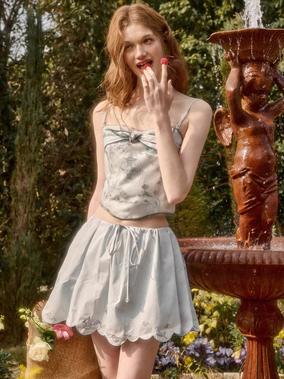 Fountain Embroidered Two-Piece Set