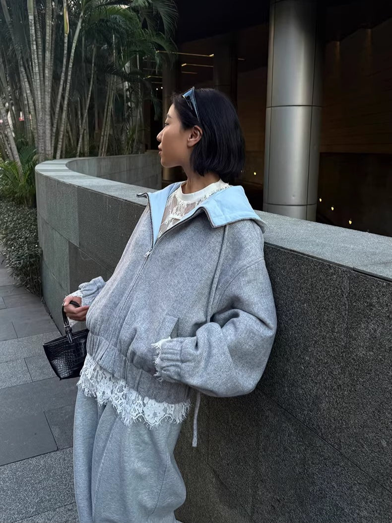 Wool-Blend Hooded Varsity Jacket