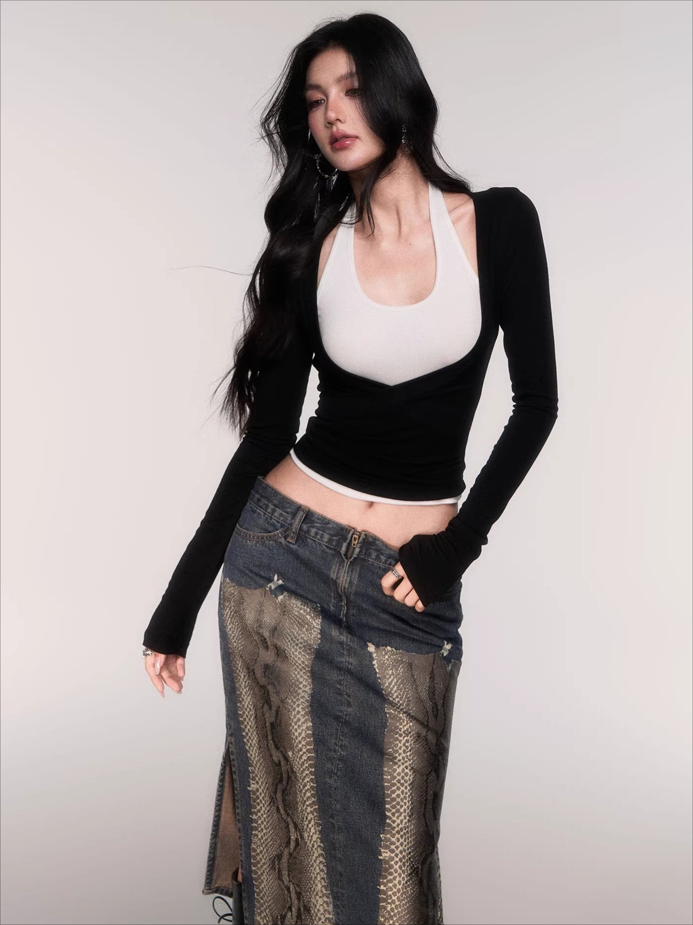 Layered Long-Sleeve Slim-Fit T-Shirt Set