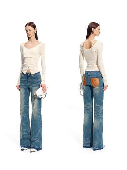 &quot;Savanna Series&quot; Plains Washed Denim Straight-Leg Jeans