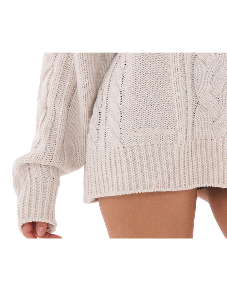 Detachable Collar Oversized Cable Sweater