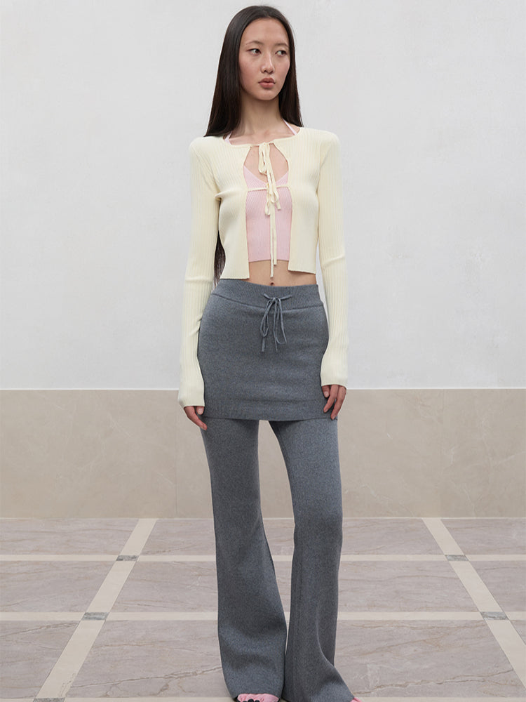 Spun Long-Sleeve Knit Cardigan