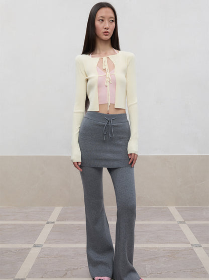 Spun Long-Sleeve Knit Cardigan