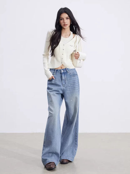 Heart Stud Wide-Leg Jeans