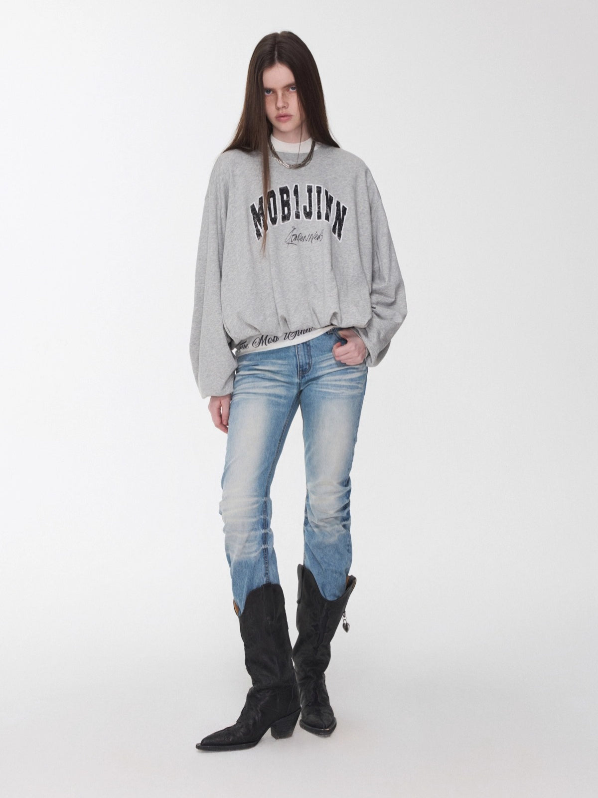 Vintage Letter Print Oversized Sweatshirt
