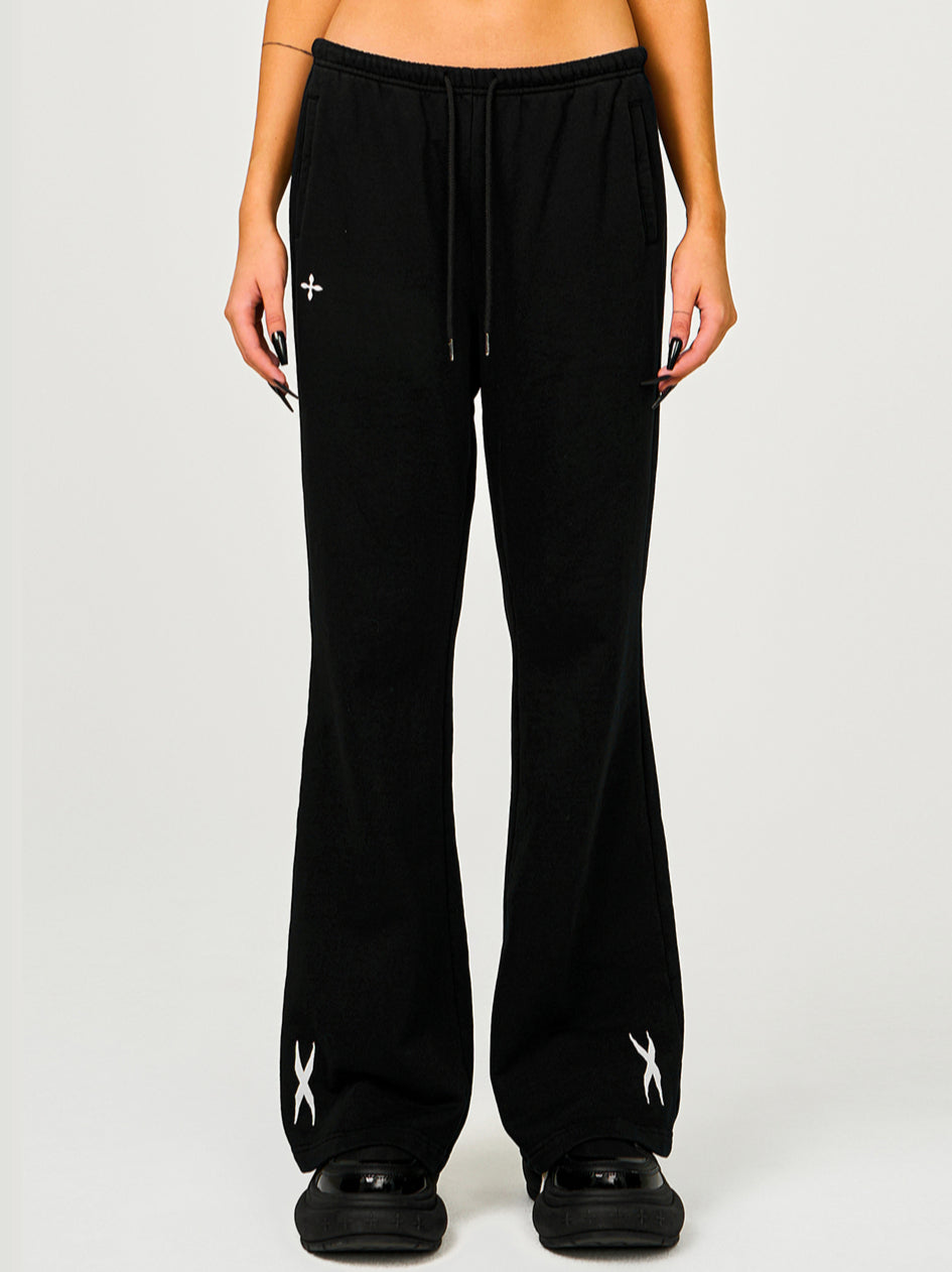 Black &amp; White Compass Flared Sweatpants