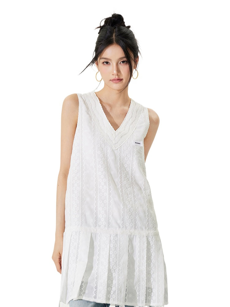 V-neck Tie-up Sleeveless Dress