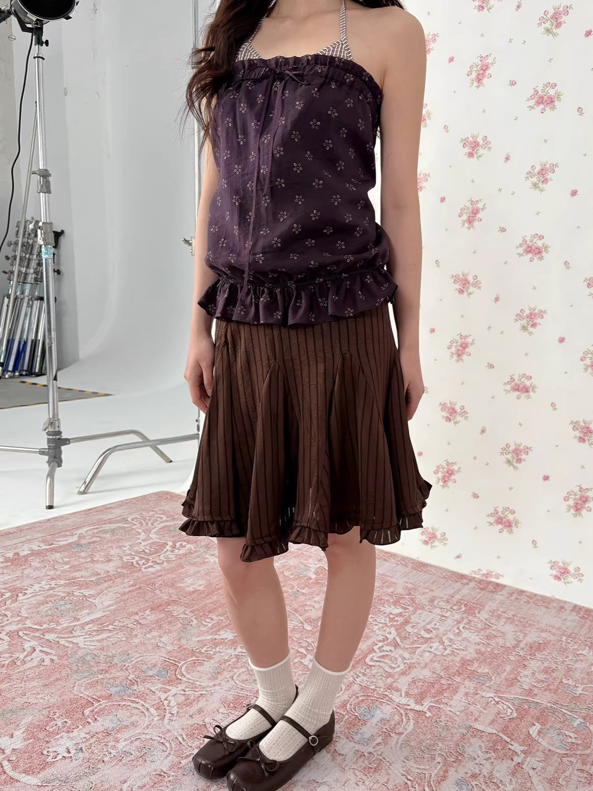 Vintage Asymmetrical Pleated Mini Skirt