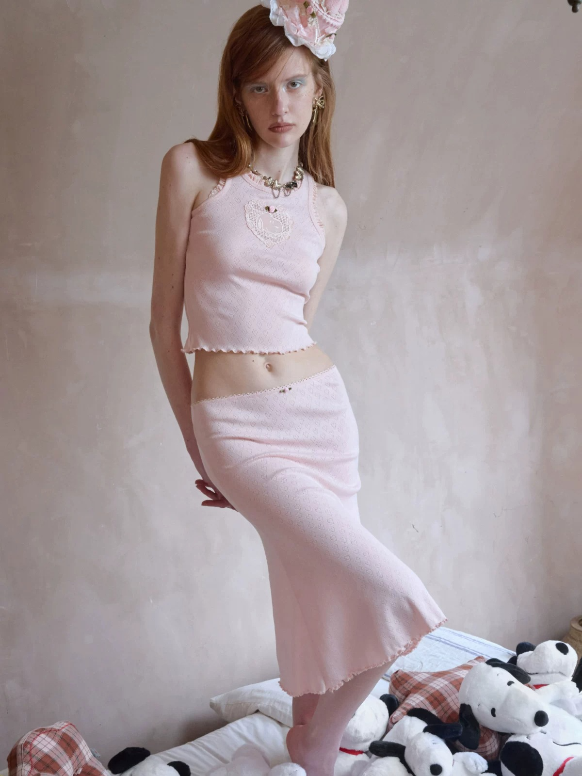 Snoopy Jacquard Knit Tank &amp; Midi Skirt Set 1Jinn Studio
