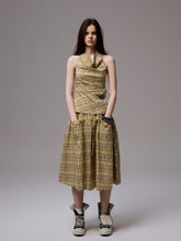 Plaid Halter Neck Backless Tank Top & Midi Skirt Set - CHINASQUAD