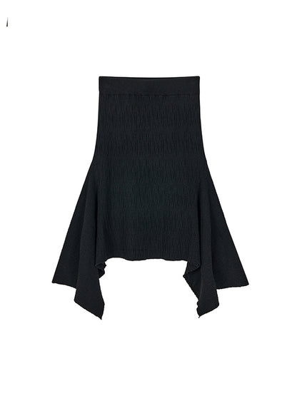 Frayed Asymmetrical Midi Skirt