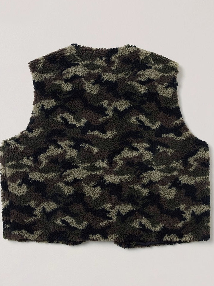 Cross Relic Oversized Faux Fur Vest