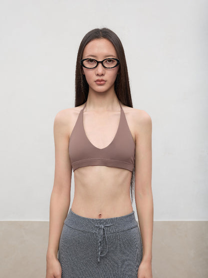 Layered Color Blocking U-Neck Halter Vest