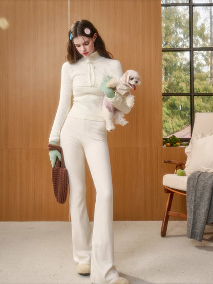 Wool-Blend Vintage Top &amp; Ruffle Pants Set