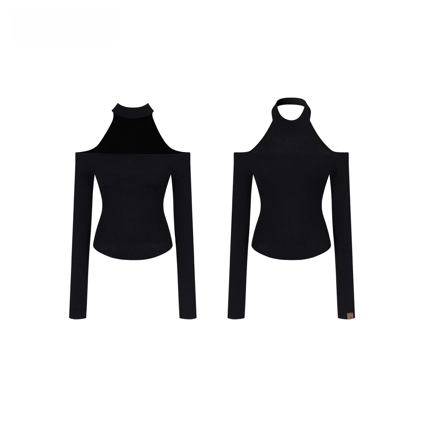 Reversible Cold-Shoulder Knit Turtleneck