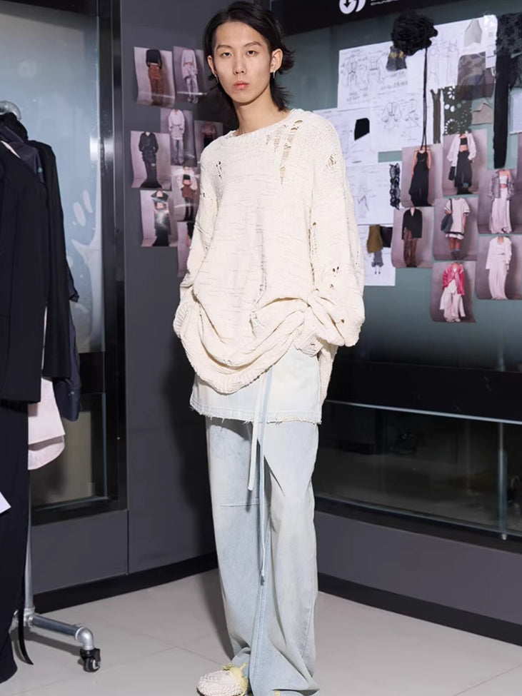 Texture Relaxed-Fit Yarn Knit Sweater