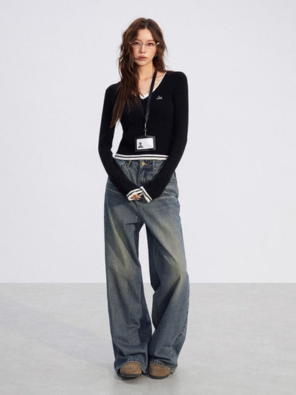 Slim-Fit Soft-Touch Knit Blouse