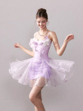 Purple Gradient Embroidered Lace Dress - CHINASQUAD