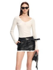 Luna Mercerized Wool V-Neck T-Shirt