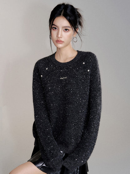 Sequin Relaxed Casual Wool Sweater