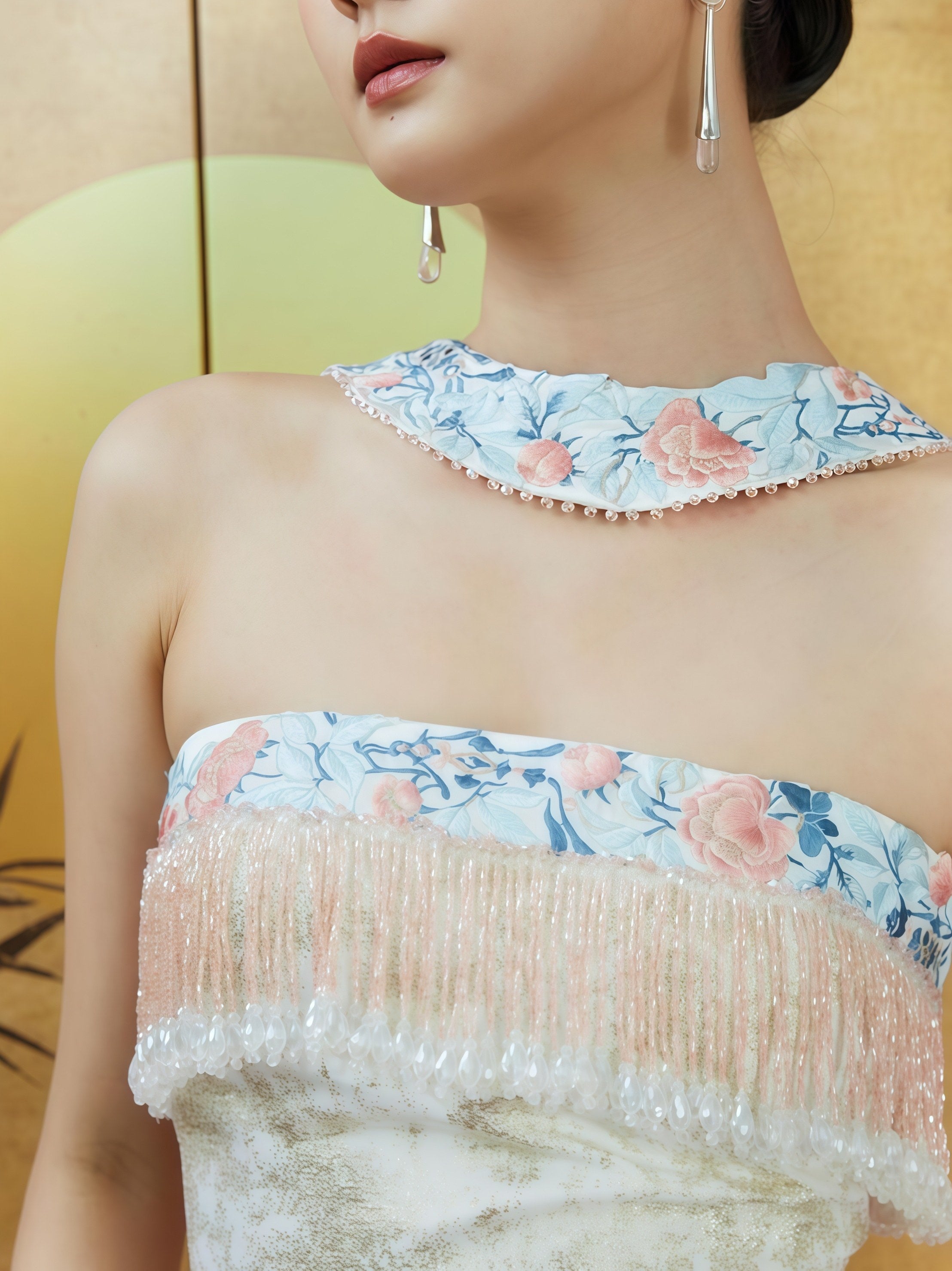 Ethereal Ivory Strapless Embroidered Gown with Detachable Flowing Train