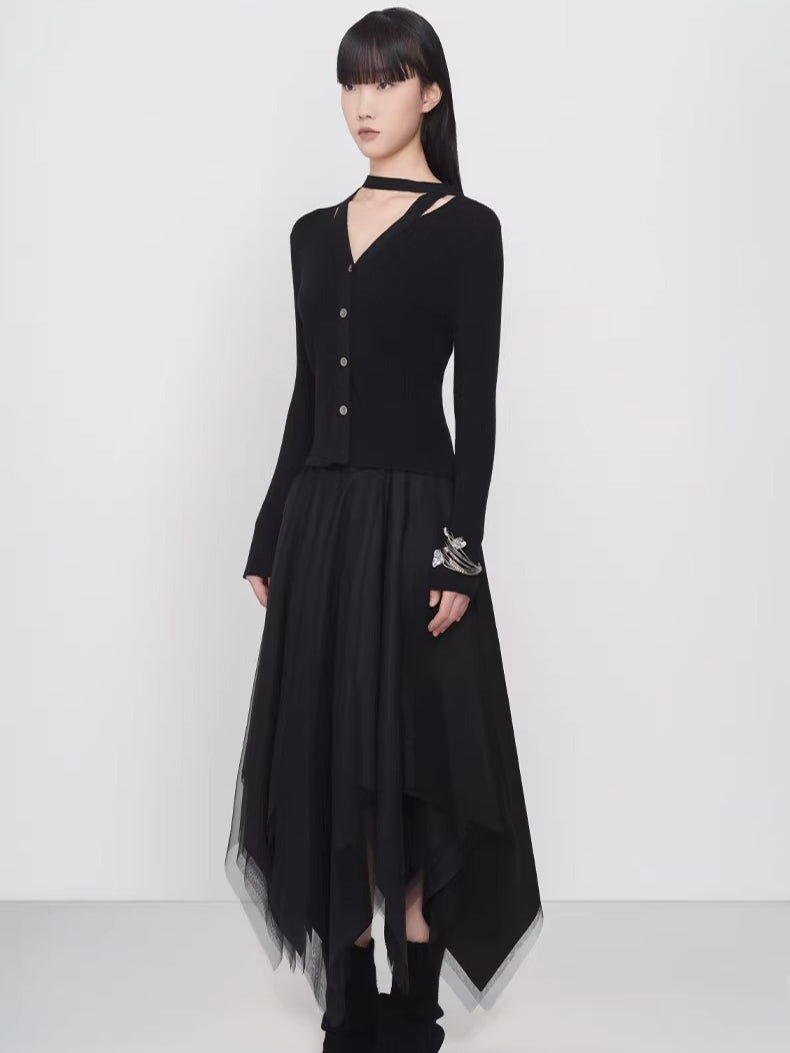 Vintage Wool Halter-Tie Cardigan Knit Top