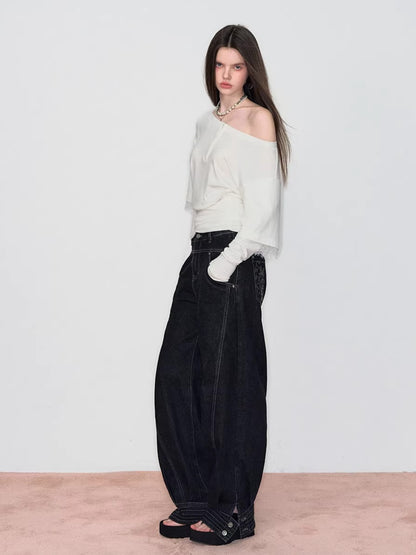 Asymmetric Lace-Panel Faux Layered T-Shirt