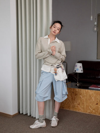 Embroidered Jacquard Utility Multi-Pocket 3D Waist Bag