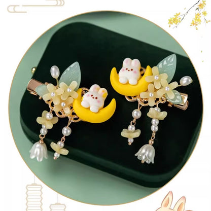 Osmanthus Rabbit Hair Clip Pair