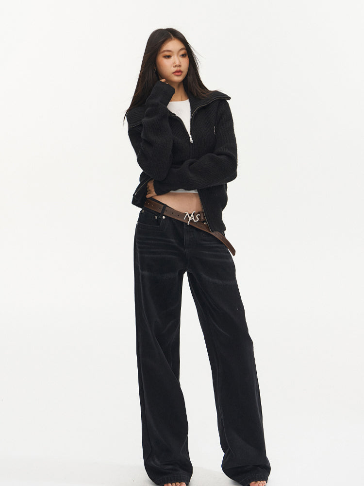 Vintage Low-Waist Loose Straight-Leg Pants