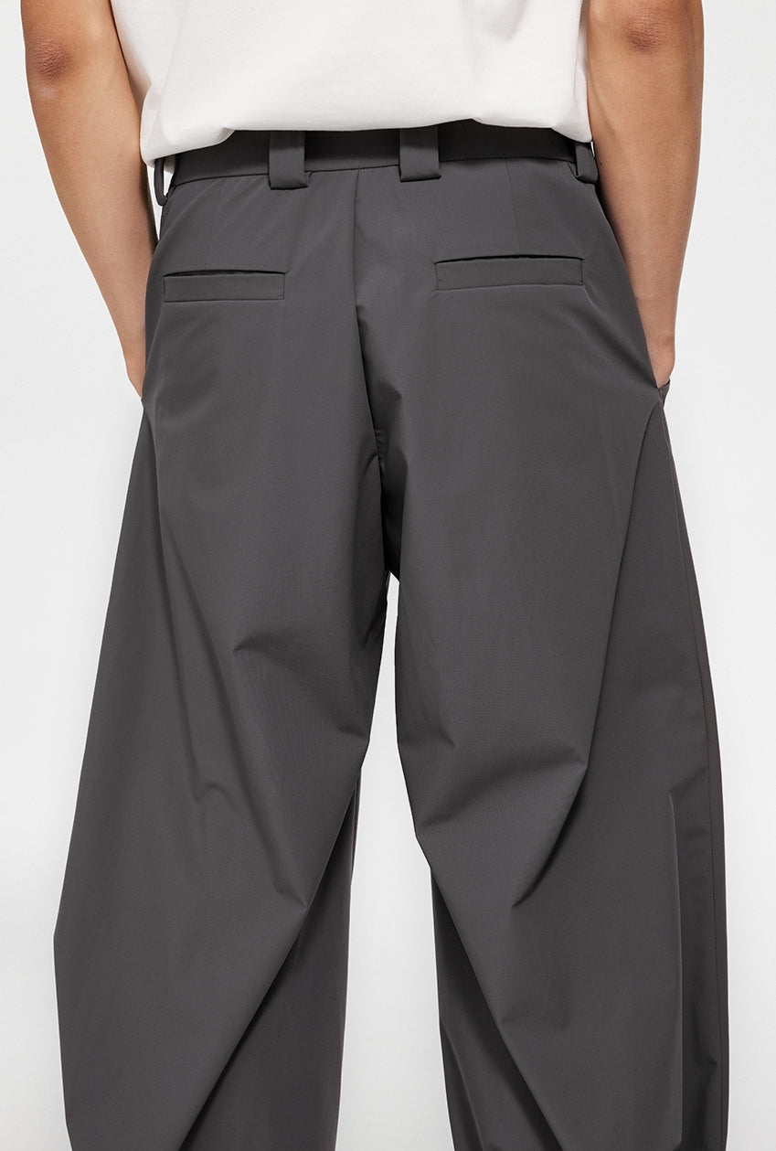 Black &amp; Gray Pleated Tapered Trousers - CHINASQUAD