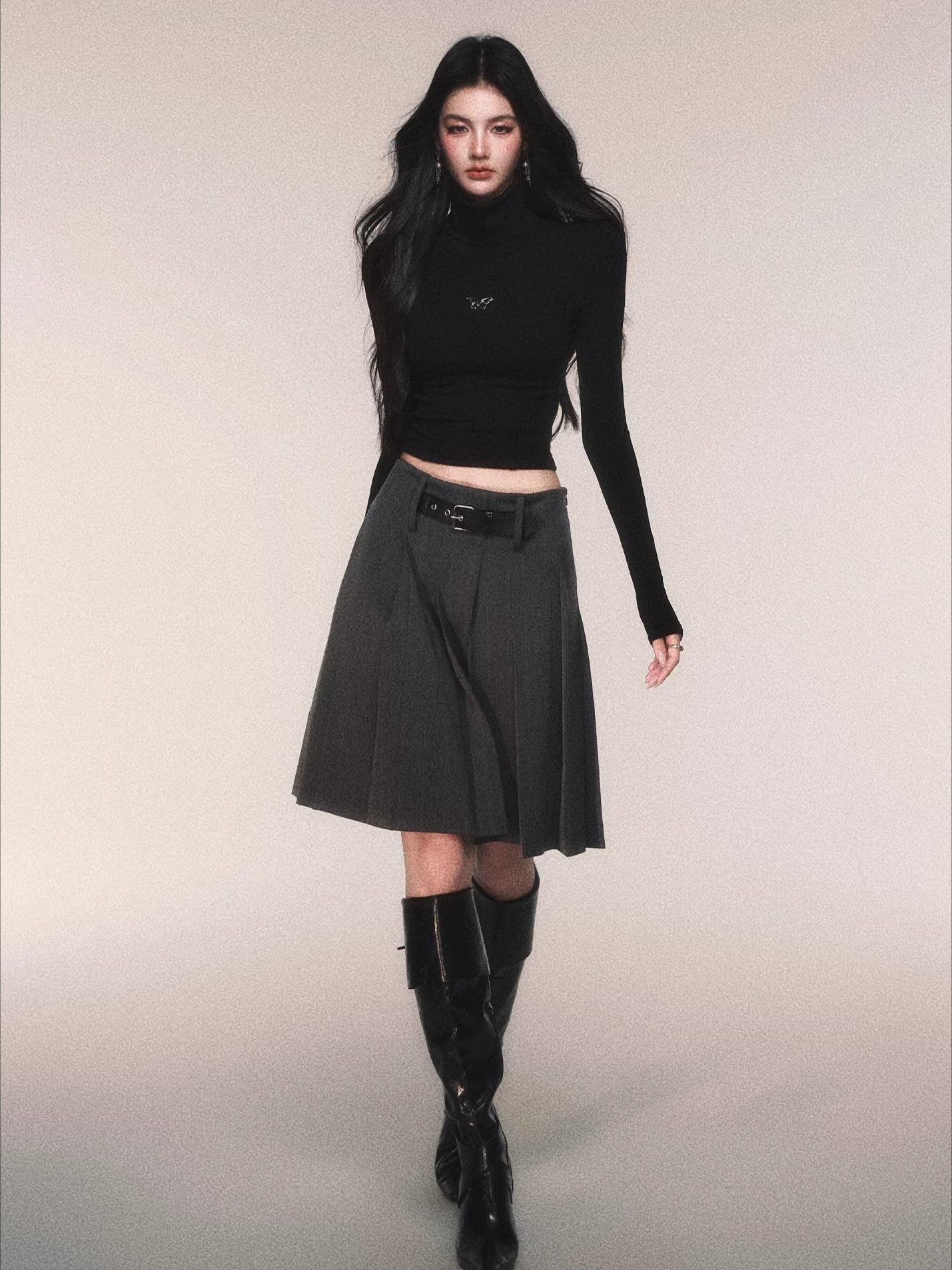 Ribbed Turtleneck Slim-Fit Knit T-Shirt