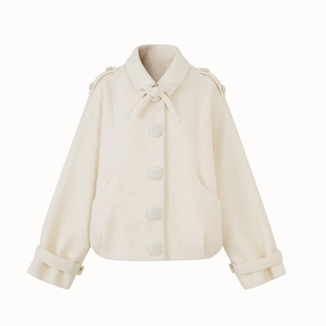 Fluffy Snow Wool Twill Cut Jacket