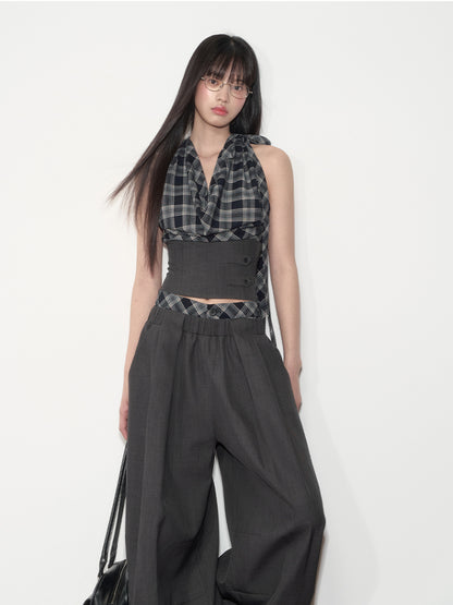 Checkered Halter Top &amp; Pants Set