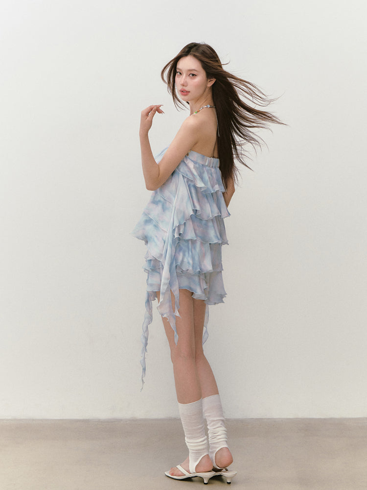 Ribbon-Strap Cake Top &amp; Skirt Set
