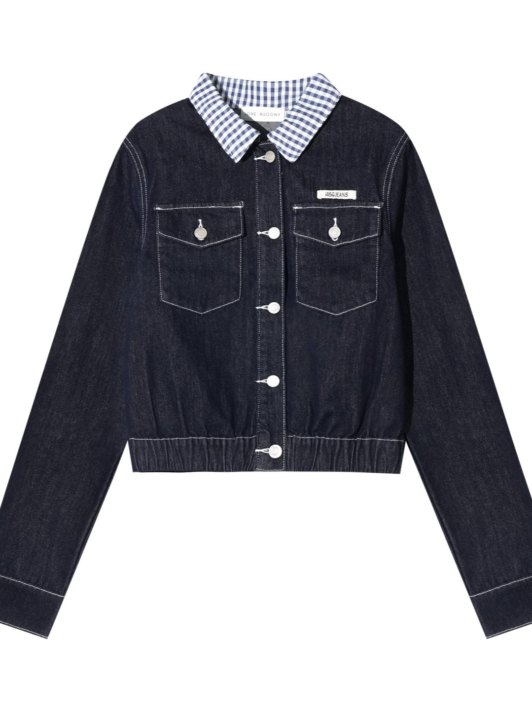 Retro Plaid Stitch Denim Jacket