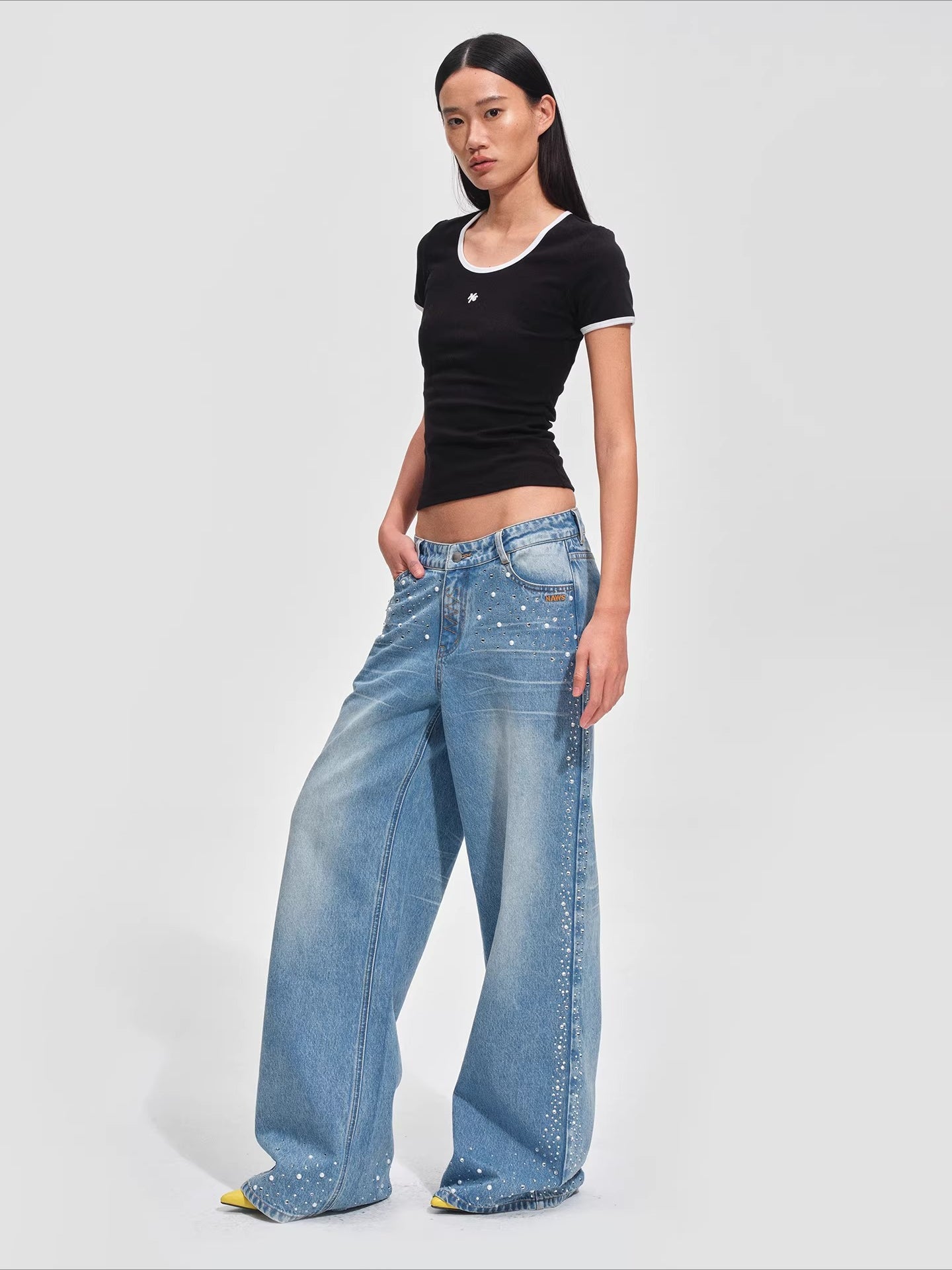 Ribbed Crewneck Fitted Sports T-Shirt