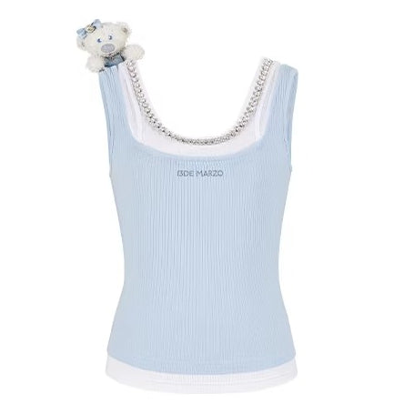 Gemstone-Collar Fitted Cropped Camisole
