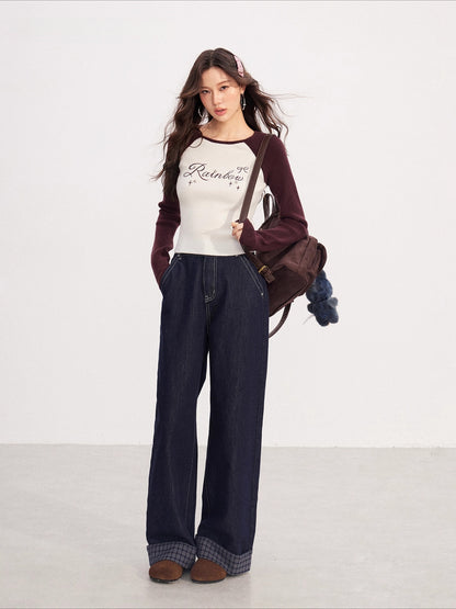 Contrast-Embroidered Raglan T-Shirt