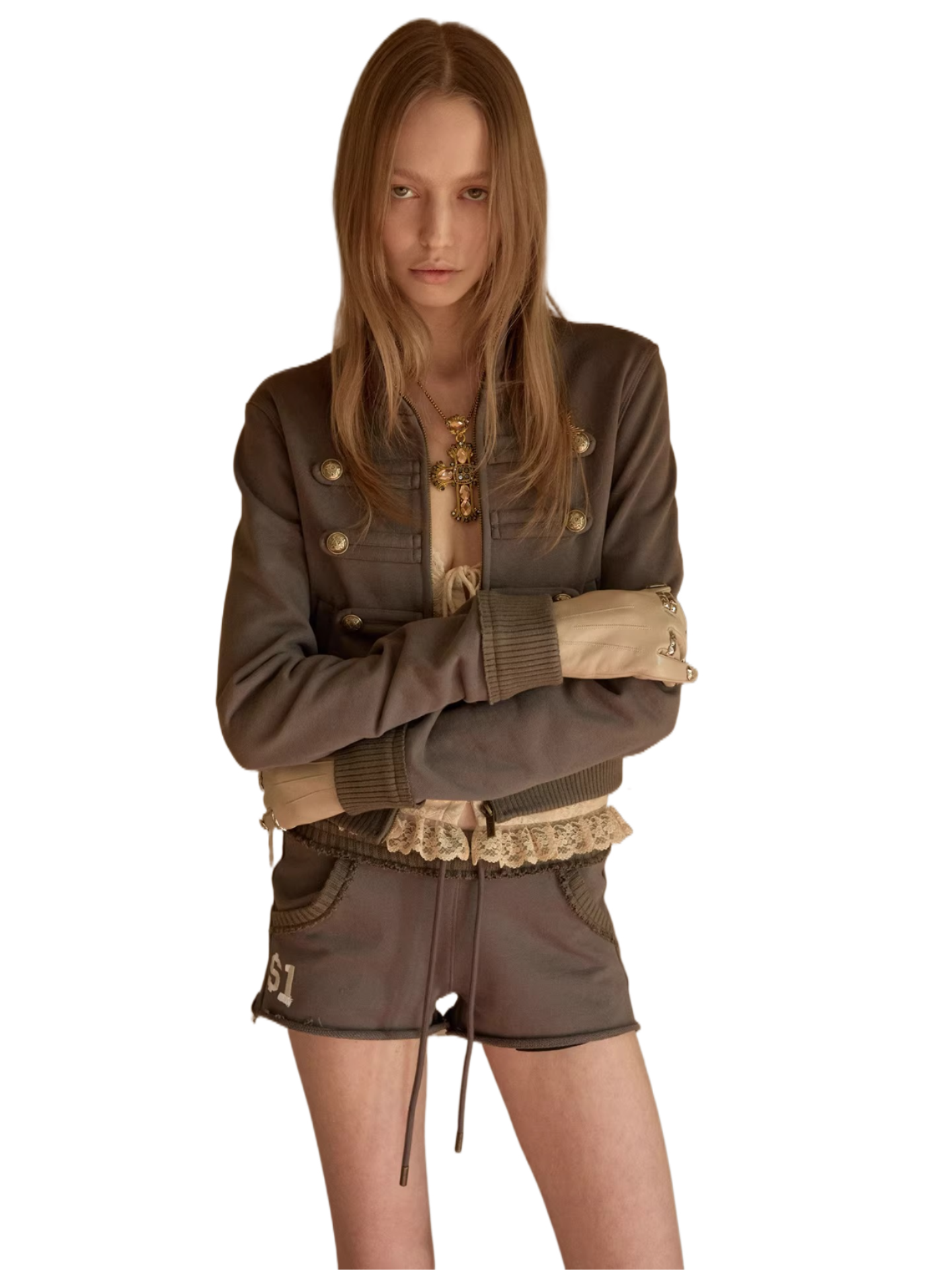 Double-Breasted Stand Collar Jacket