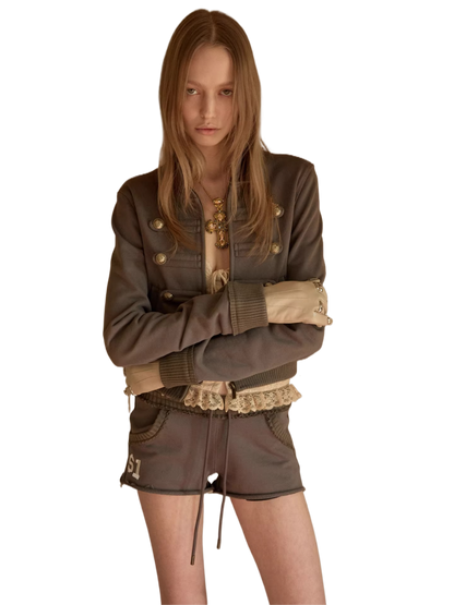 Double-Breasted Stand Collar Jacket