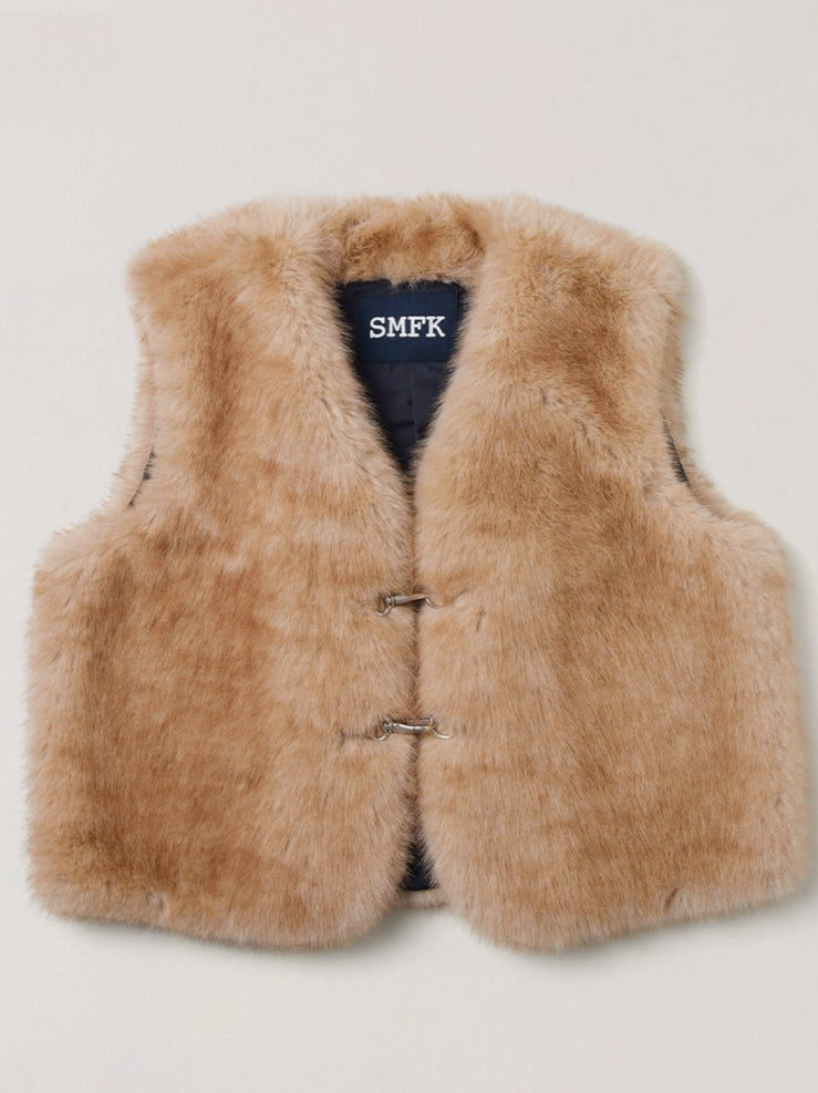 Cross Relic Oversized Faux Fur Vest