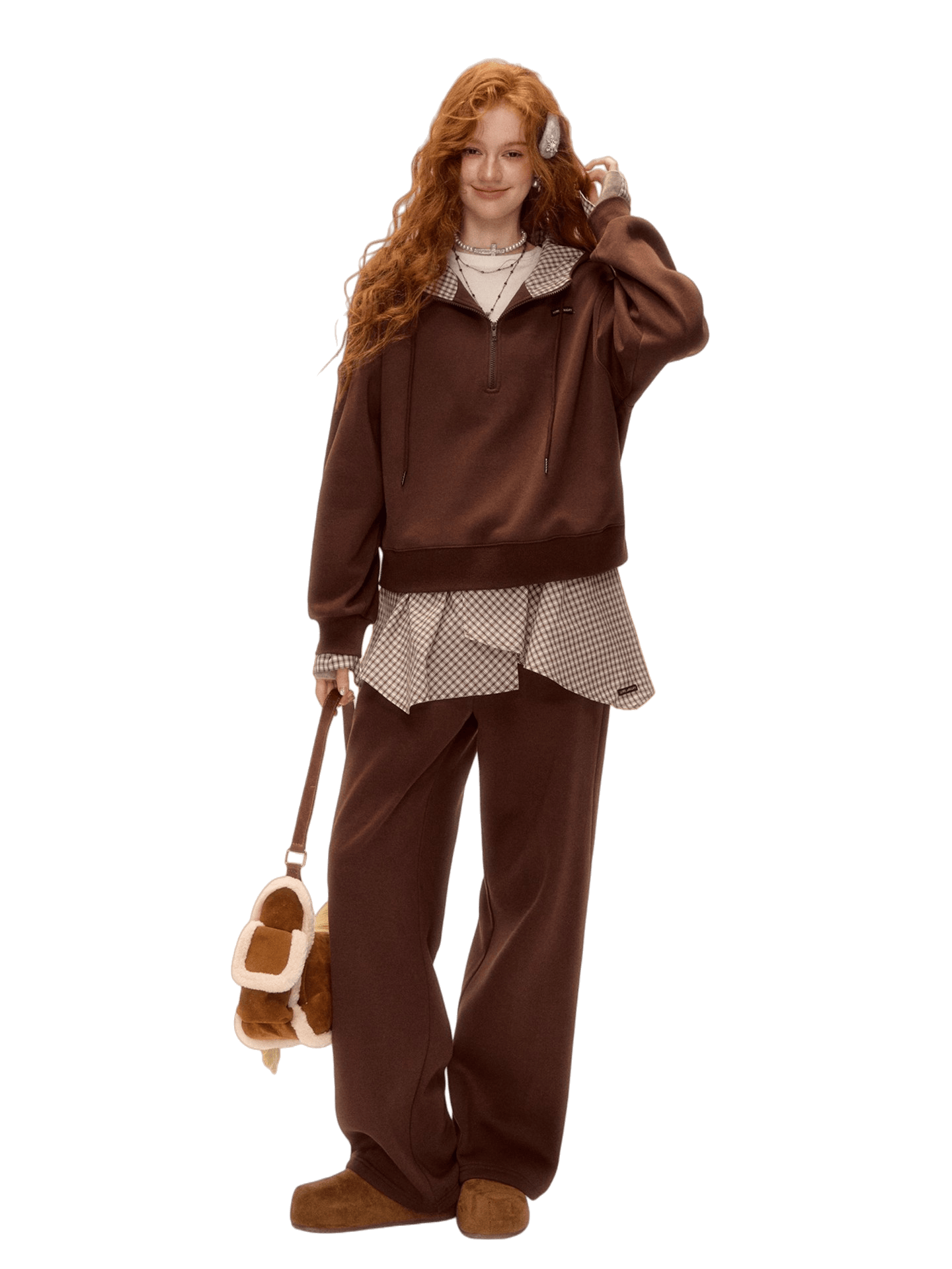 Fleece Hoodie &amp; Wide-Leg Sweatpants Set