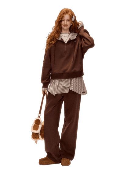 Fleece Hoodie &amp; Wide-Leg Sweatpants Set