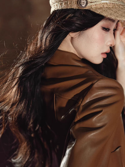 Cropped PU Leather Jacket