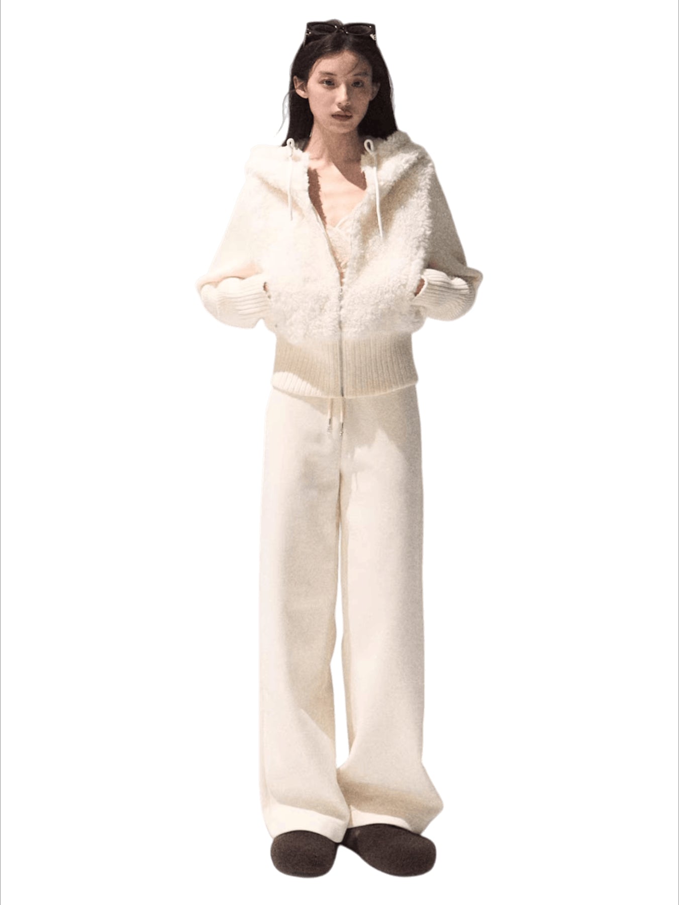 Knit Vest Jacket &amp; Straight-Leg Pants Set